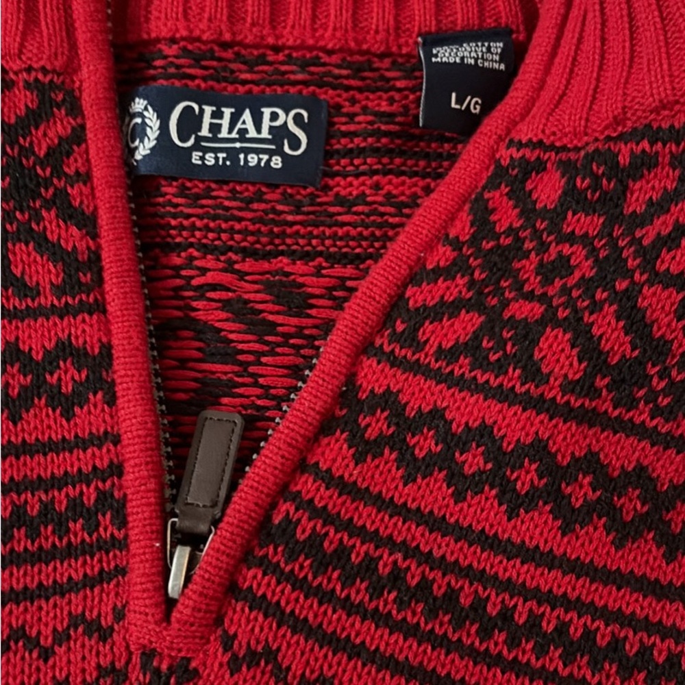 Chaps Men's Sweater in Red and Black
